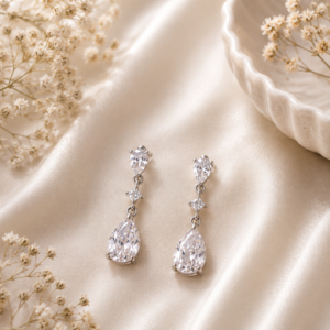 925 Silver Teardrop Crystal Drop Earrings