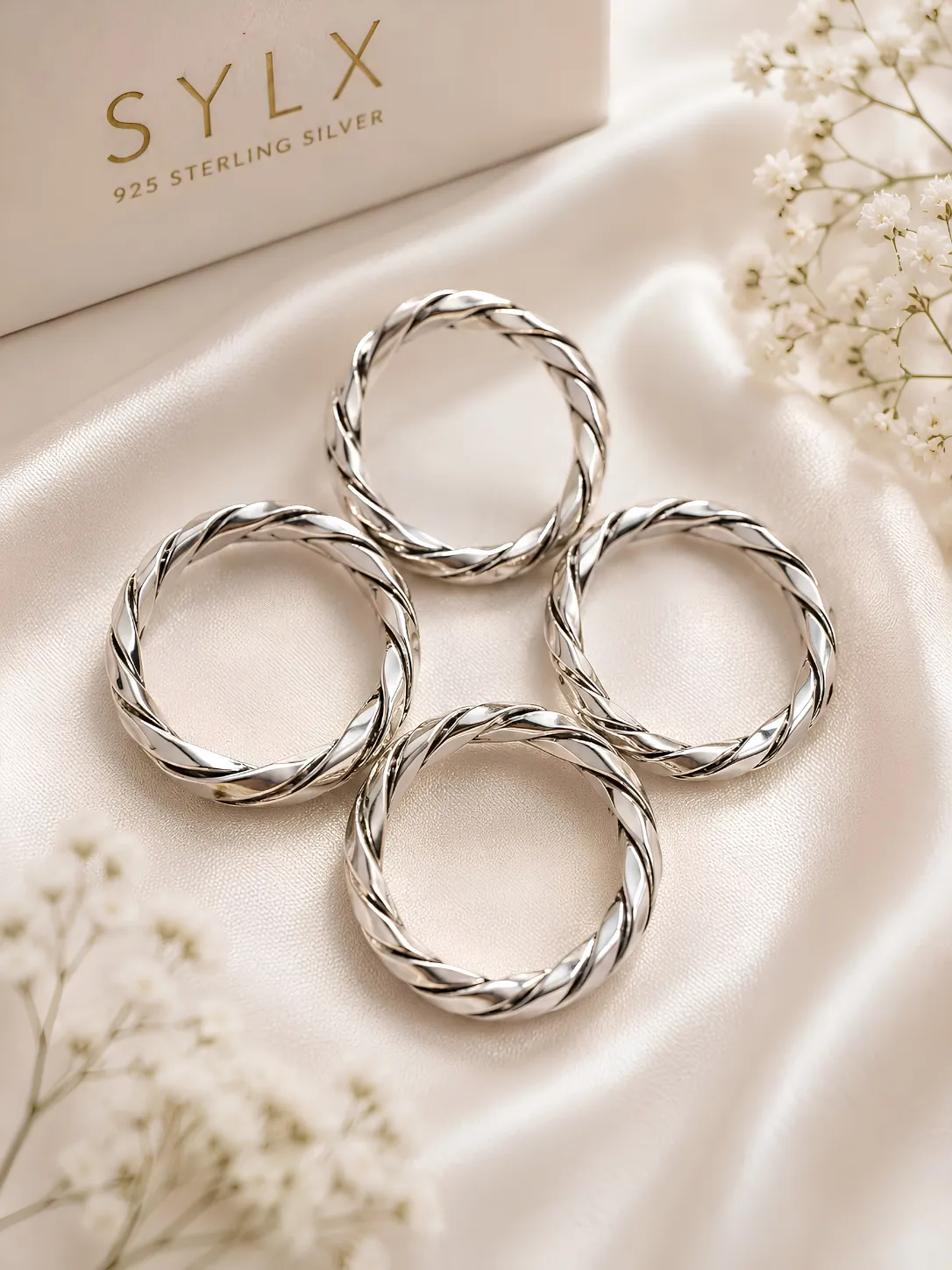 925 Sterling Silver Classic Twisted Toe Rings (Set of 4)