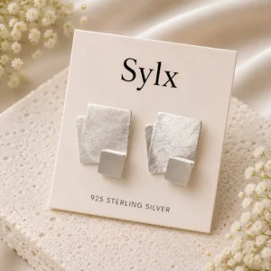 925 Sterling Silver Minimalist Square Stacked Stud Earrings