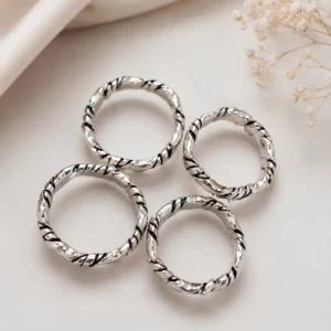 925 Sterling Silver Textured Grooved Adjustable Toe Rings