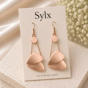 Rose Gold Plated 925 Silver Abstract Tiered Drop Earrings