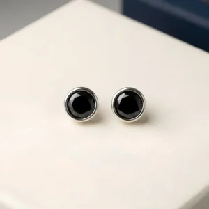 925 Sterling Silver Classic Black Solitaire Stud Earrings