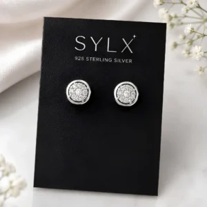 925 Sterling Silver Dazzling Halo Cluster Stud Earrings
